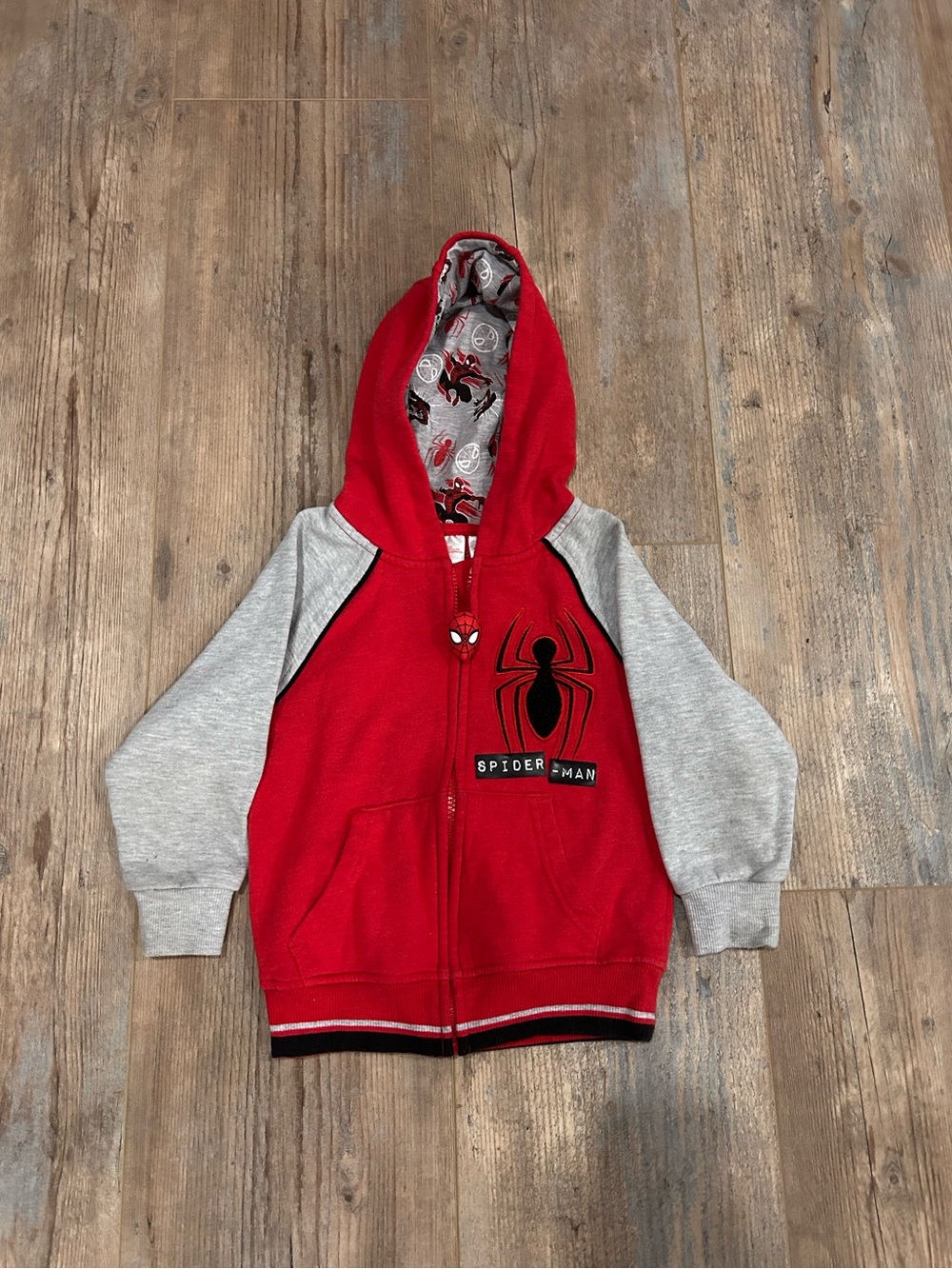 Marvel Spiderman Zip Up Red & Gray Hoodie, Boys Size 4